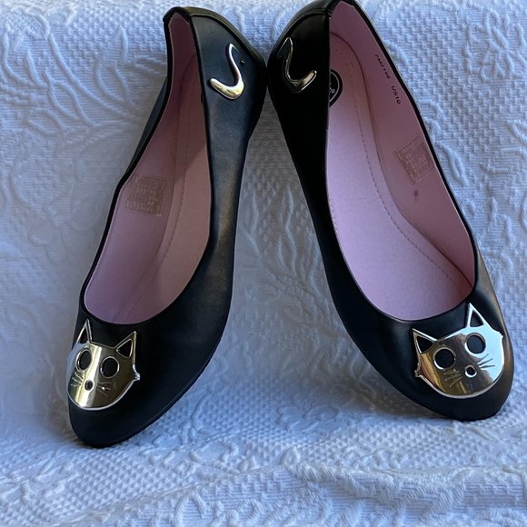 tuk Shoes Black Flats With Metal Cat Face Tuk Ladies Poshmark